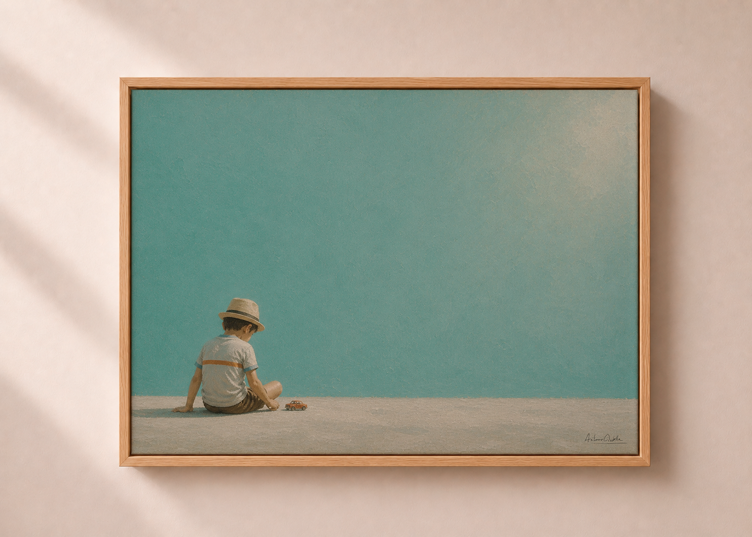Childhood Memories IV | Framed Canvas | Minimalist Child Wall Art | Nostalgic Artwork