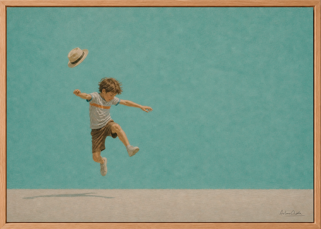 Childhood Memories VI | Framed Canvas | Minimalist Child Wall Art | Nostalgic Artwork