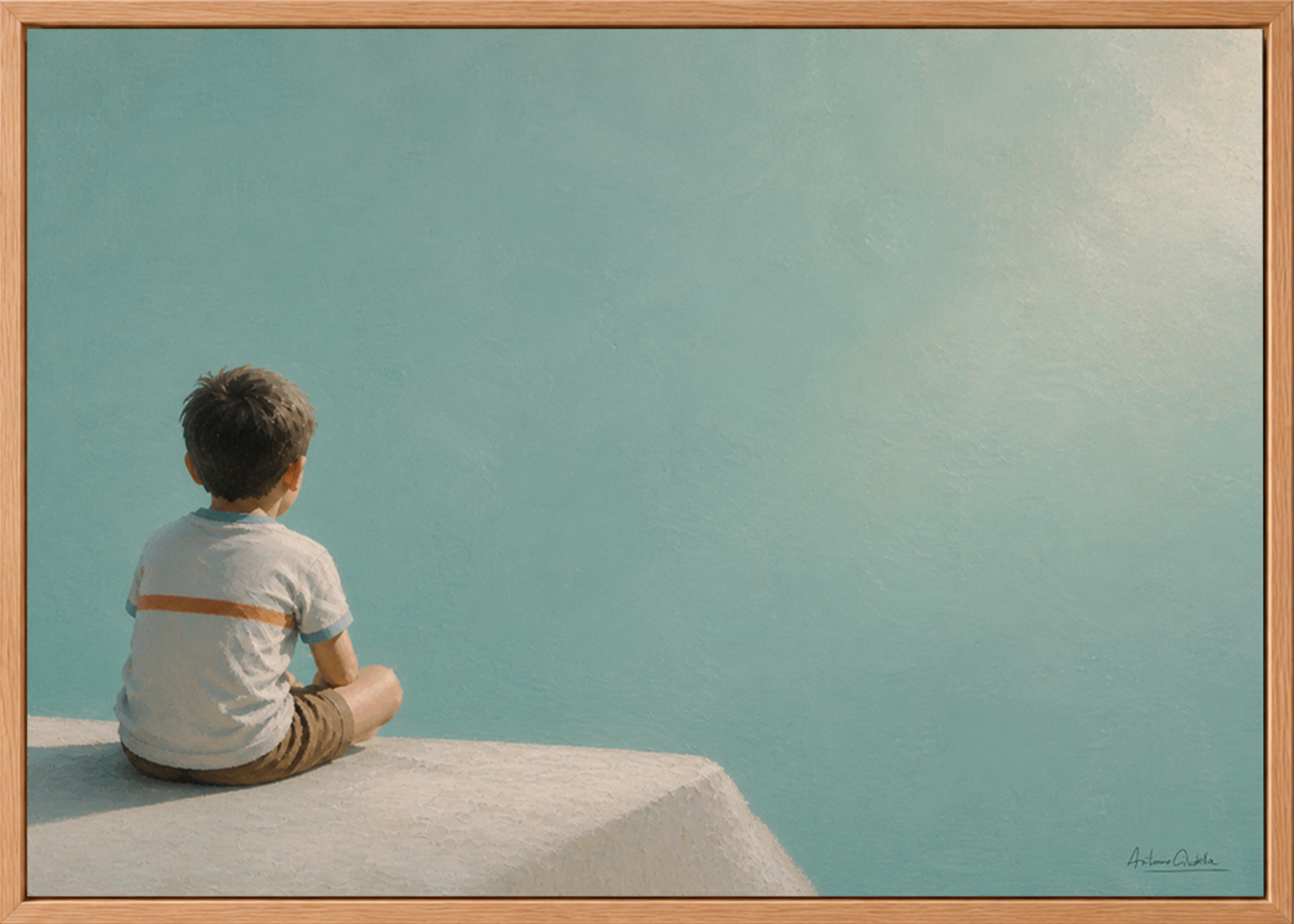 Childhood Memories I | Framed Canvas | Minimalist Wall Art | Nostalgic Child Artwork | Premium Framed Canvas