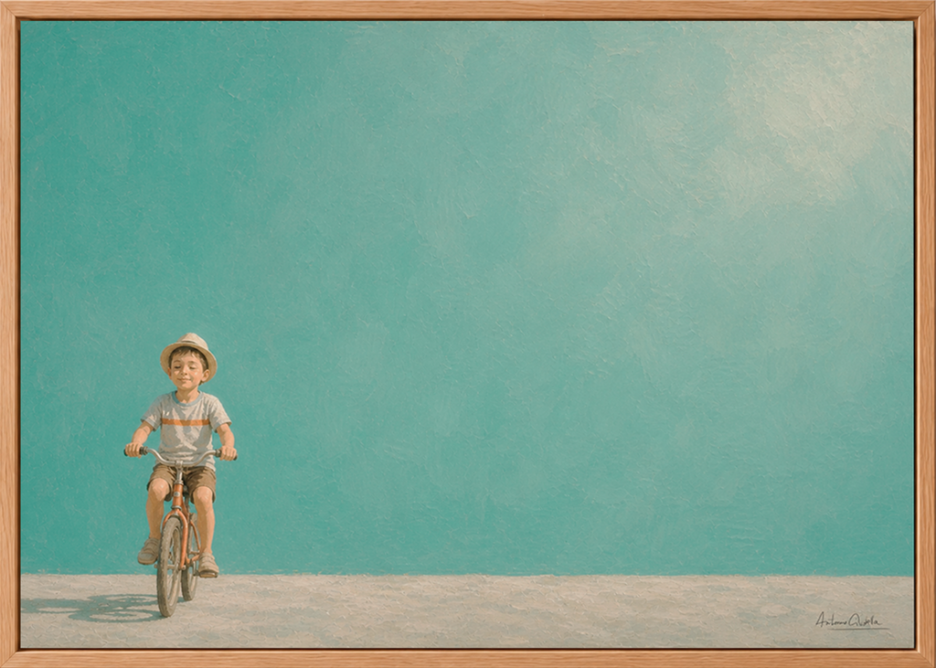Childhood Memories II | Framed Canvas | Minimalist Child Wall Art | Nostalgic Artwork