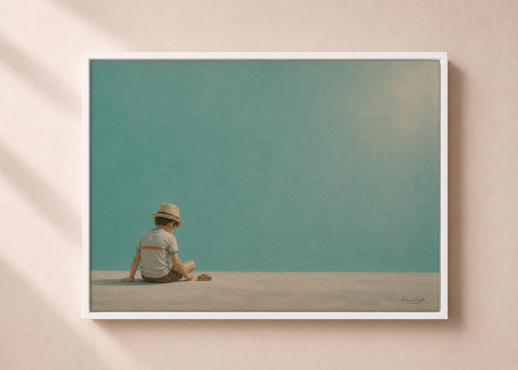 Childhood Memories IV | Framed Canvas | Minimalist Child Wall Art | Nostalgic Artwork