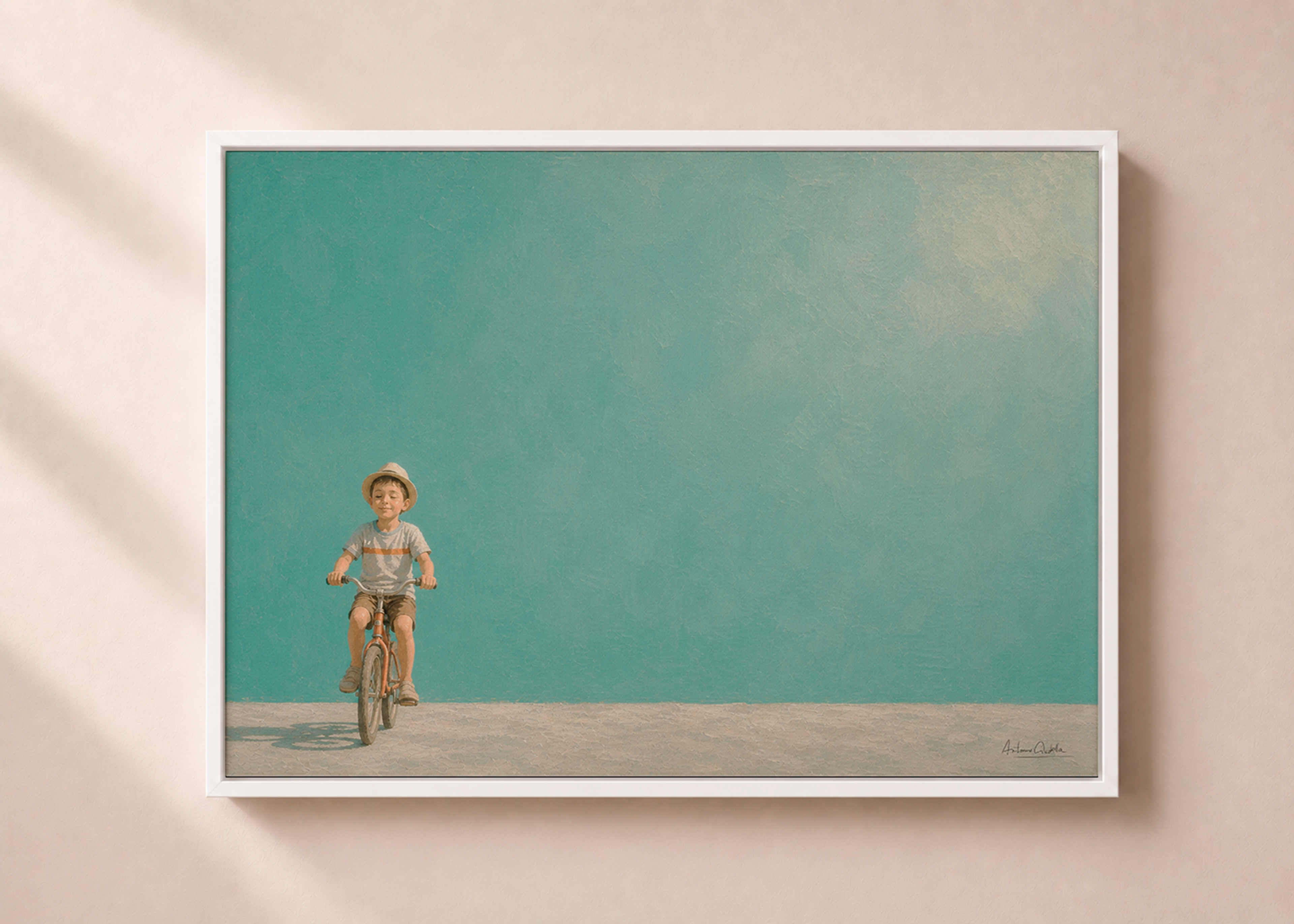 Childhood Memories II | Framed Canvas | Minimalist Child Wall Art | Nostalgic Artwork