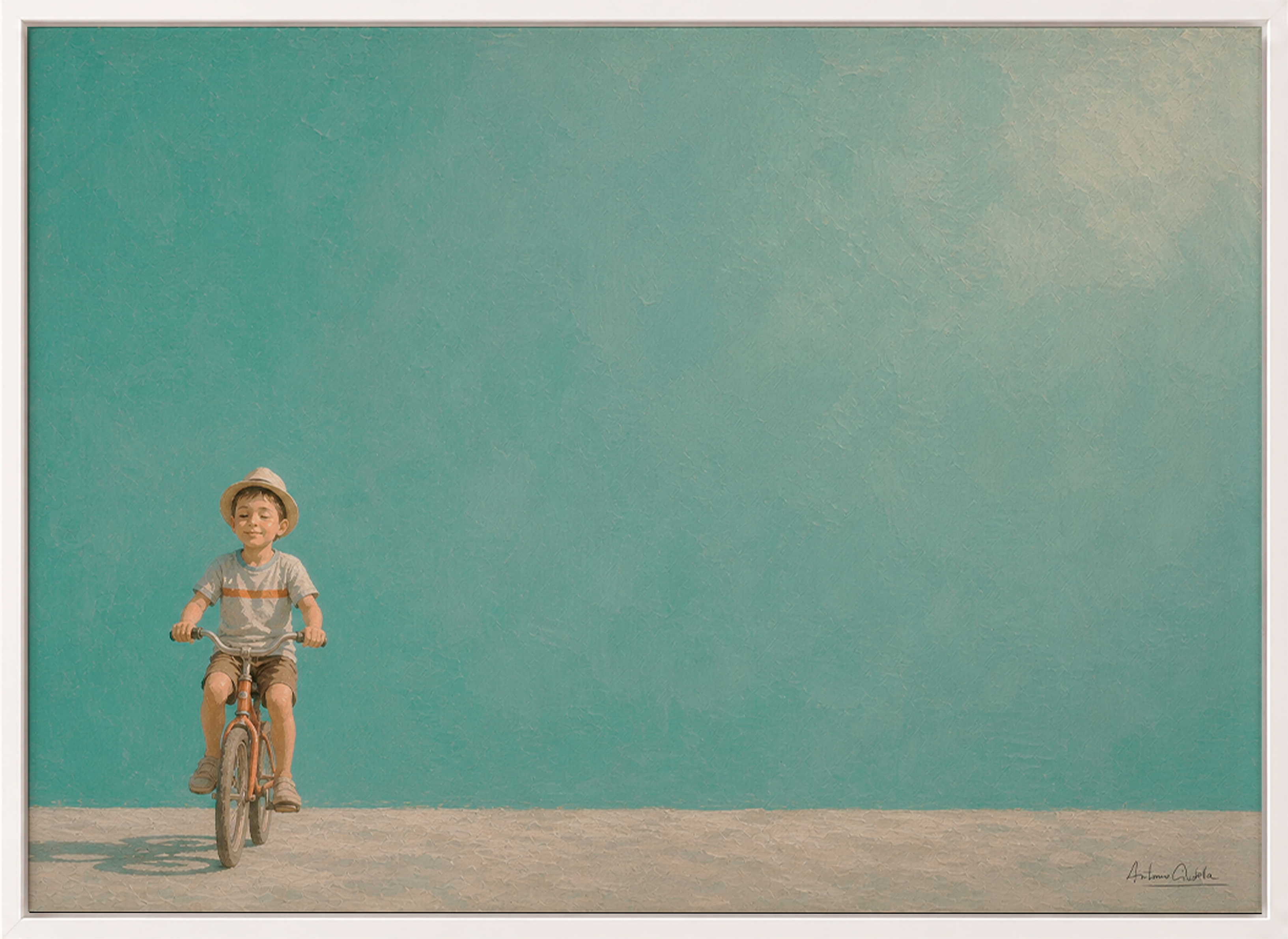 Childhood Memories II | Framed Canvas | Minimalist Child Wall Art | Nostalgic Artwork