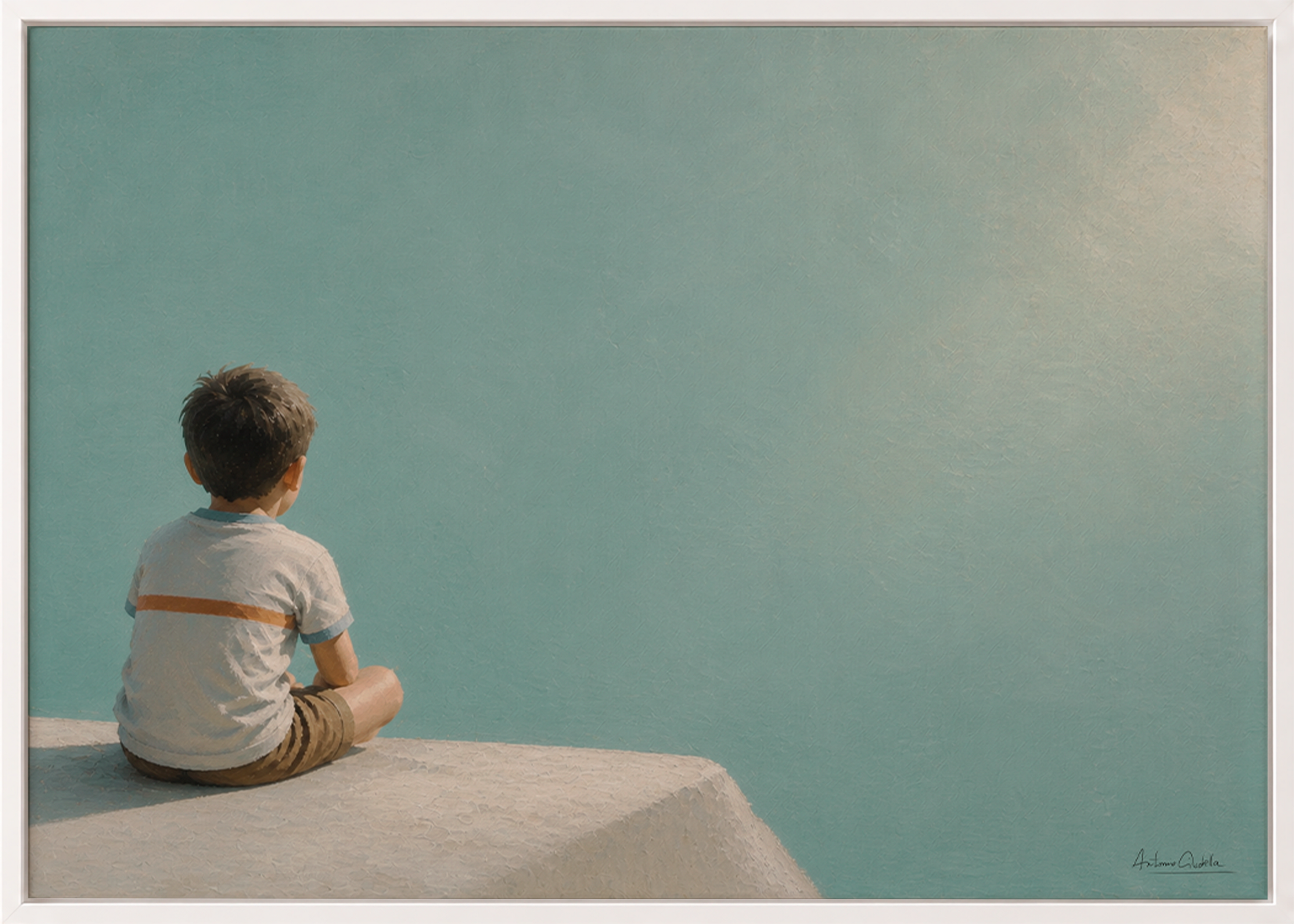 Childhood Memories I | Framed Canvas | Minimalist Wall Art | Nostalgic Child Artwork | Premium Framed Canvas