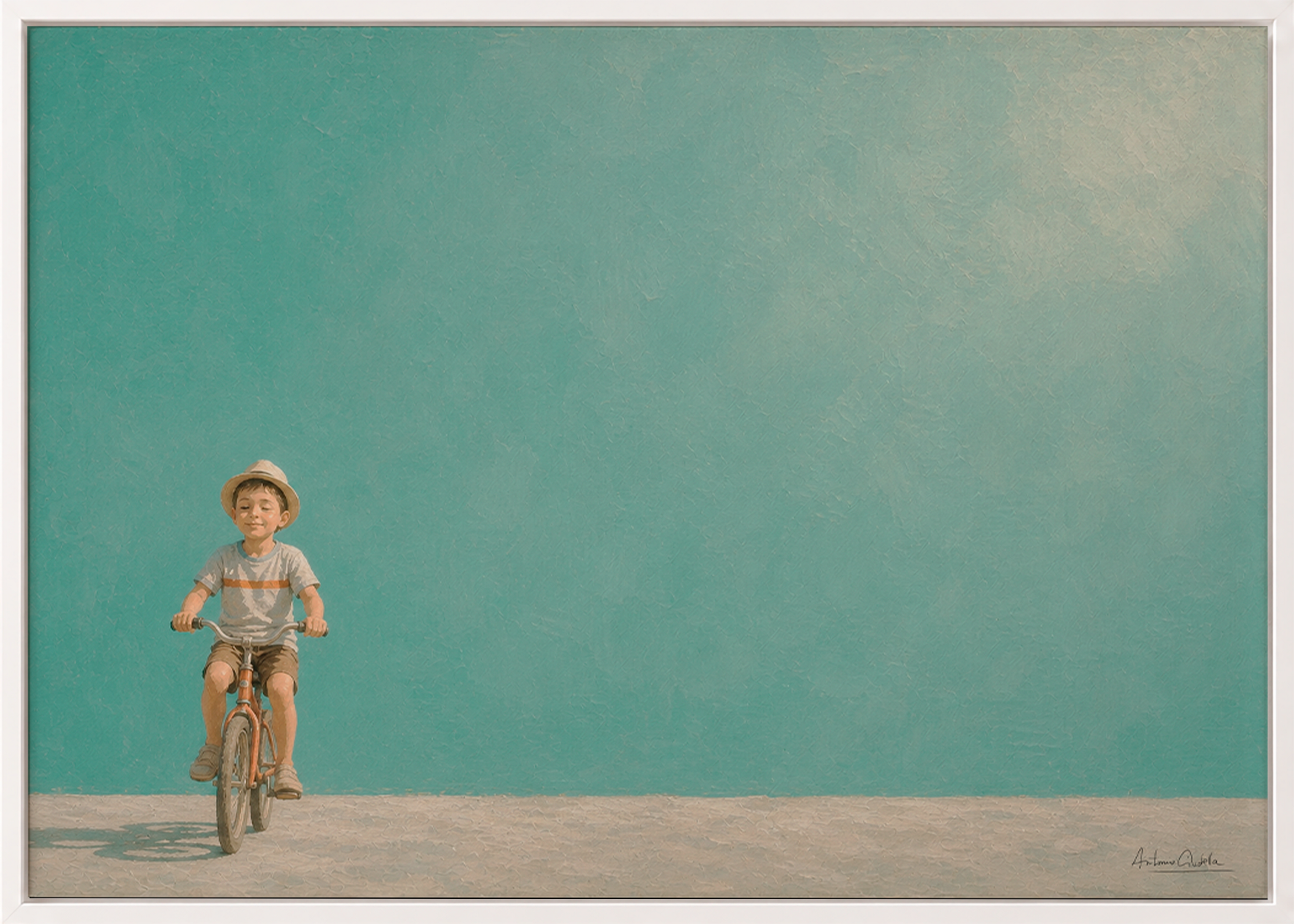 Childhood Memories II | Framed Canvas | Minimalist Child Wall Art | Nostalgic Artwork