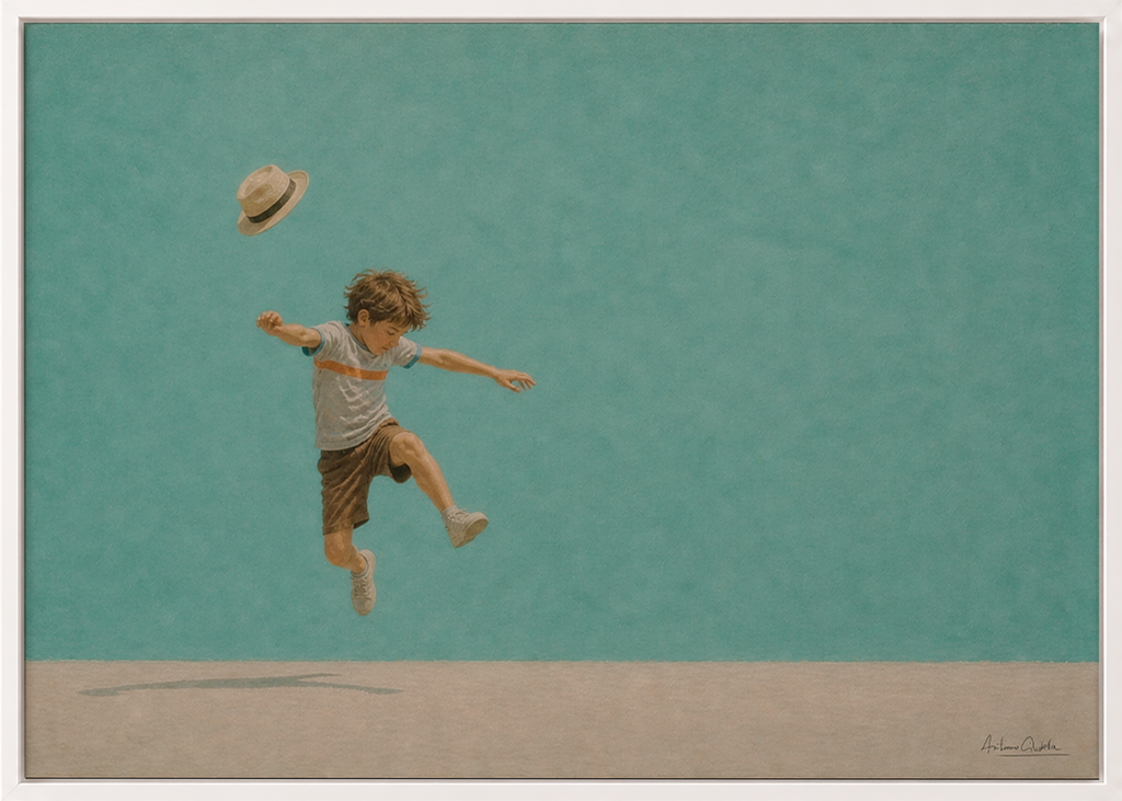 Childhood Memories VI | Framed Canvas | Minimalist Child Wall Art | Nostalgic Artwork