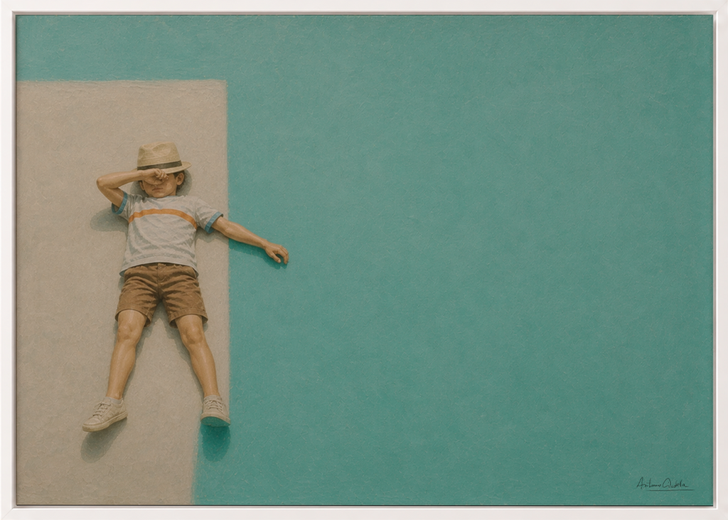 Childhood Memories VII | Framed Canvas | Minimalist Child Wall Art | Nostalgic Artwork