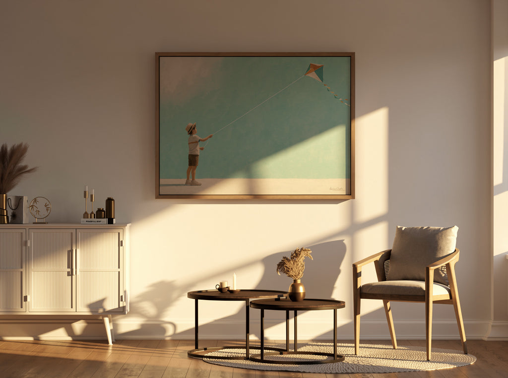 Childhood Memories III | Framed Canvas | Minimalist Child Wall Art | Nostalgic Artwork