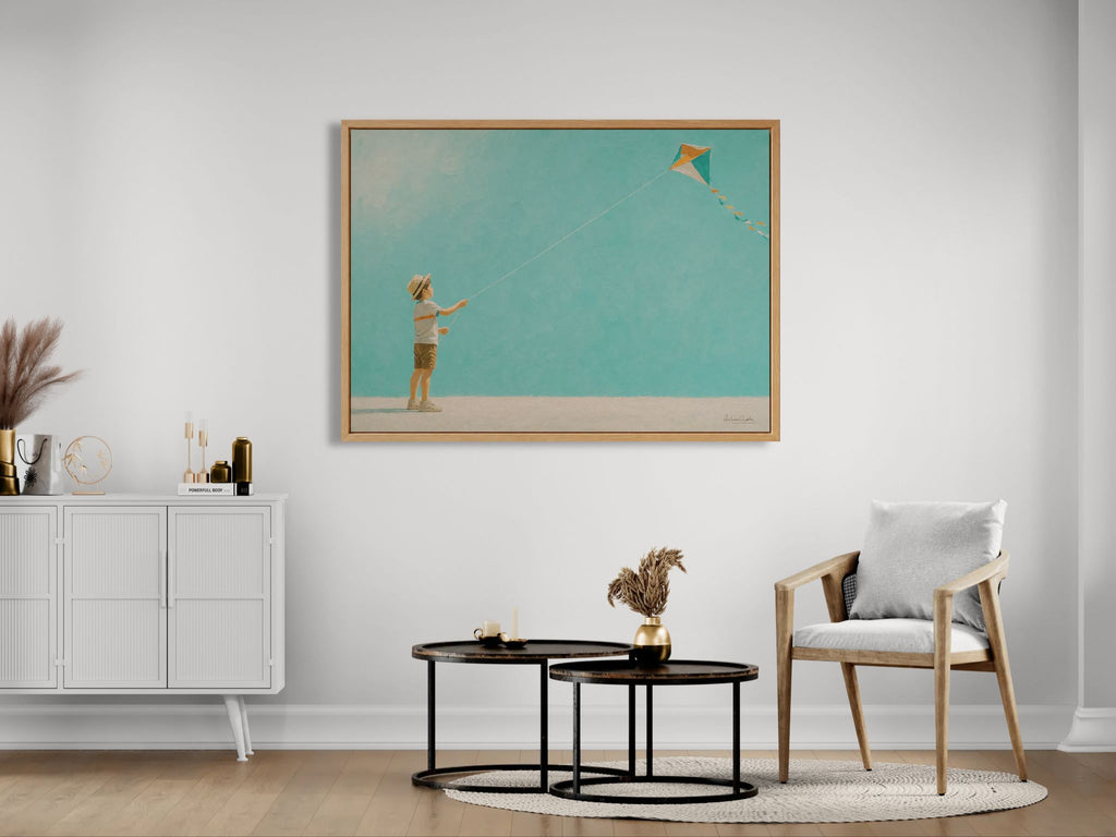 Childhood Memories III | Framed Canvas | Minimalist Child Wall Art | Nostalgic Artwork