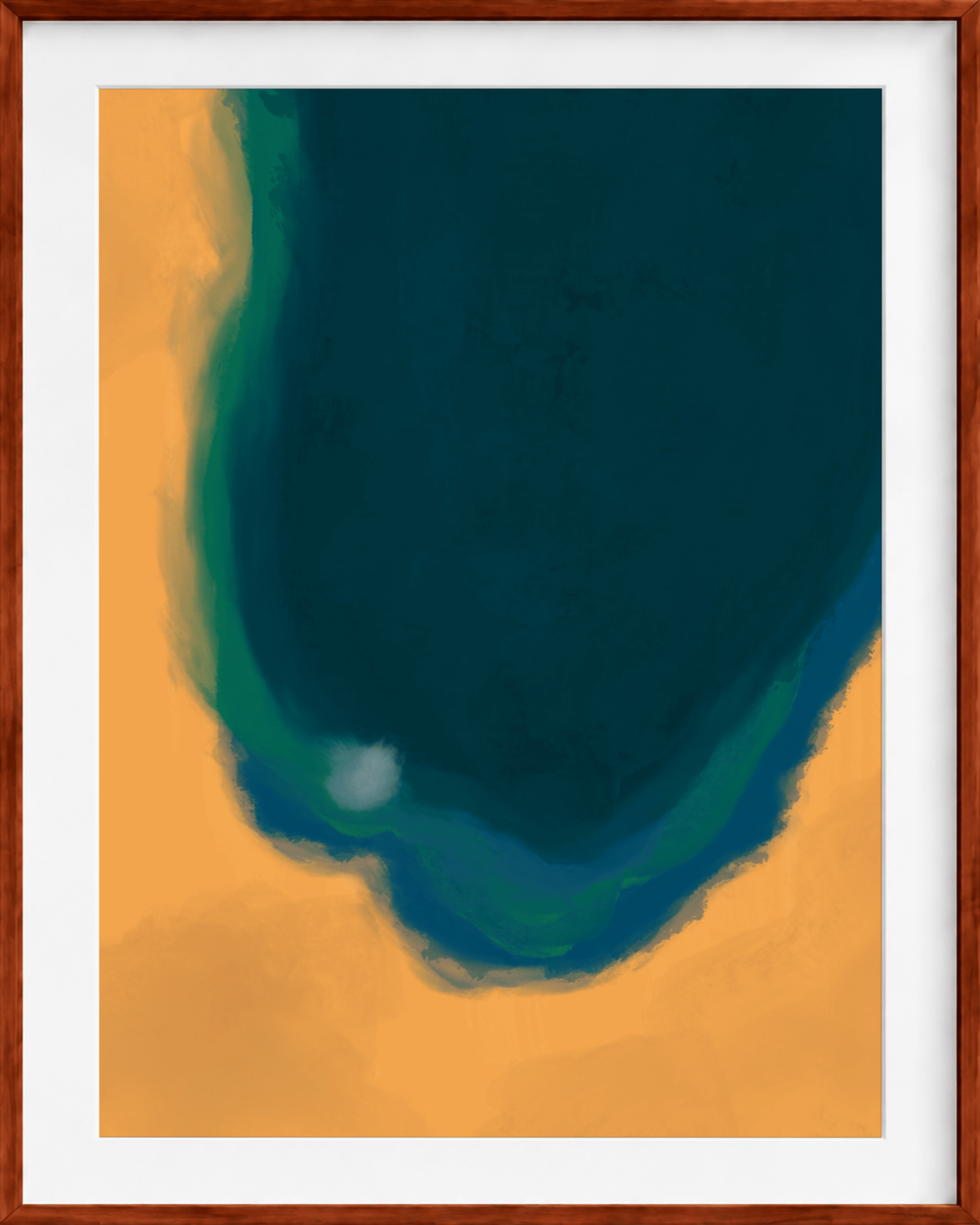 Silent Core — Ember | Framed Canvas | Contemporary Abstract Wall Art | Blue and Ochre Artwork | Premium Framed Canvas