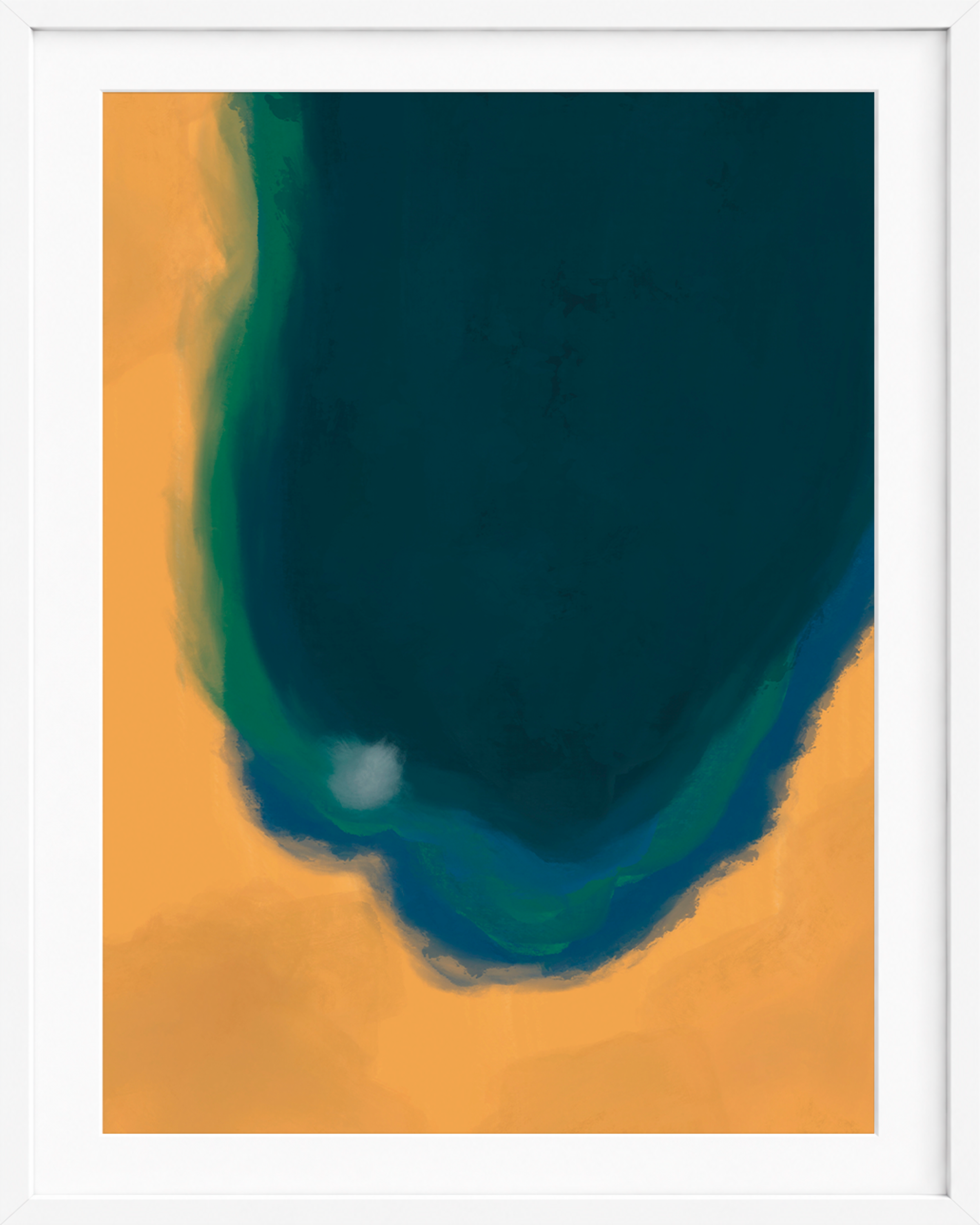 Silent Core — Ember | Framed Canvas | Contemporary Abstract Wall Art | Blue and Ochre Artwork | Premium Framed Canvas