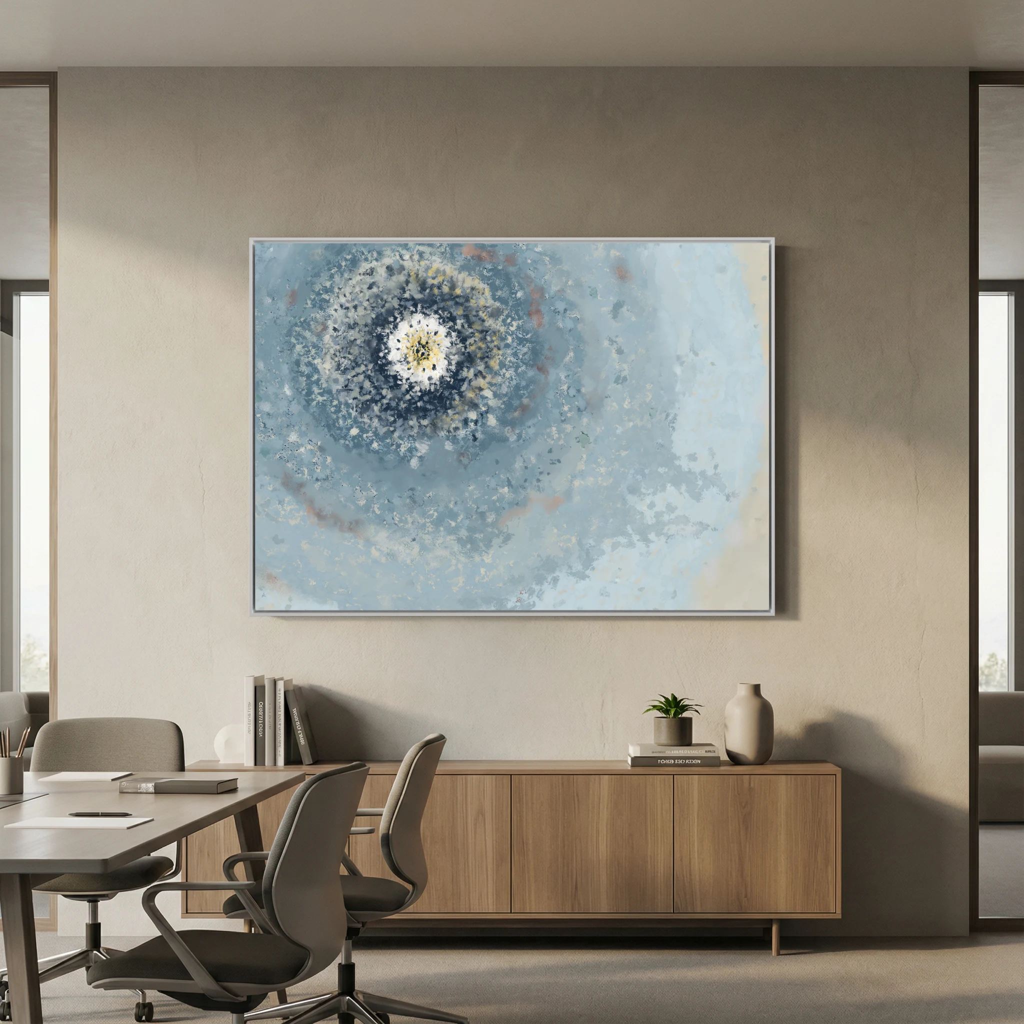 Resonant Emergence | Framed Canvas Print | Abstract Blue Wall Art