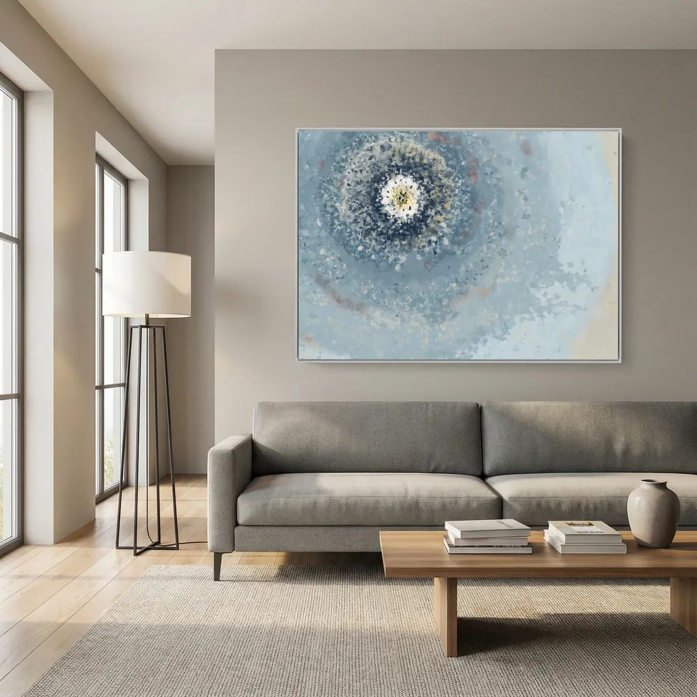 Resonant Emergence | Framed Canvas Print | Abstract Blue Wall Art