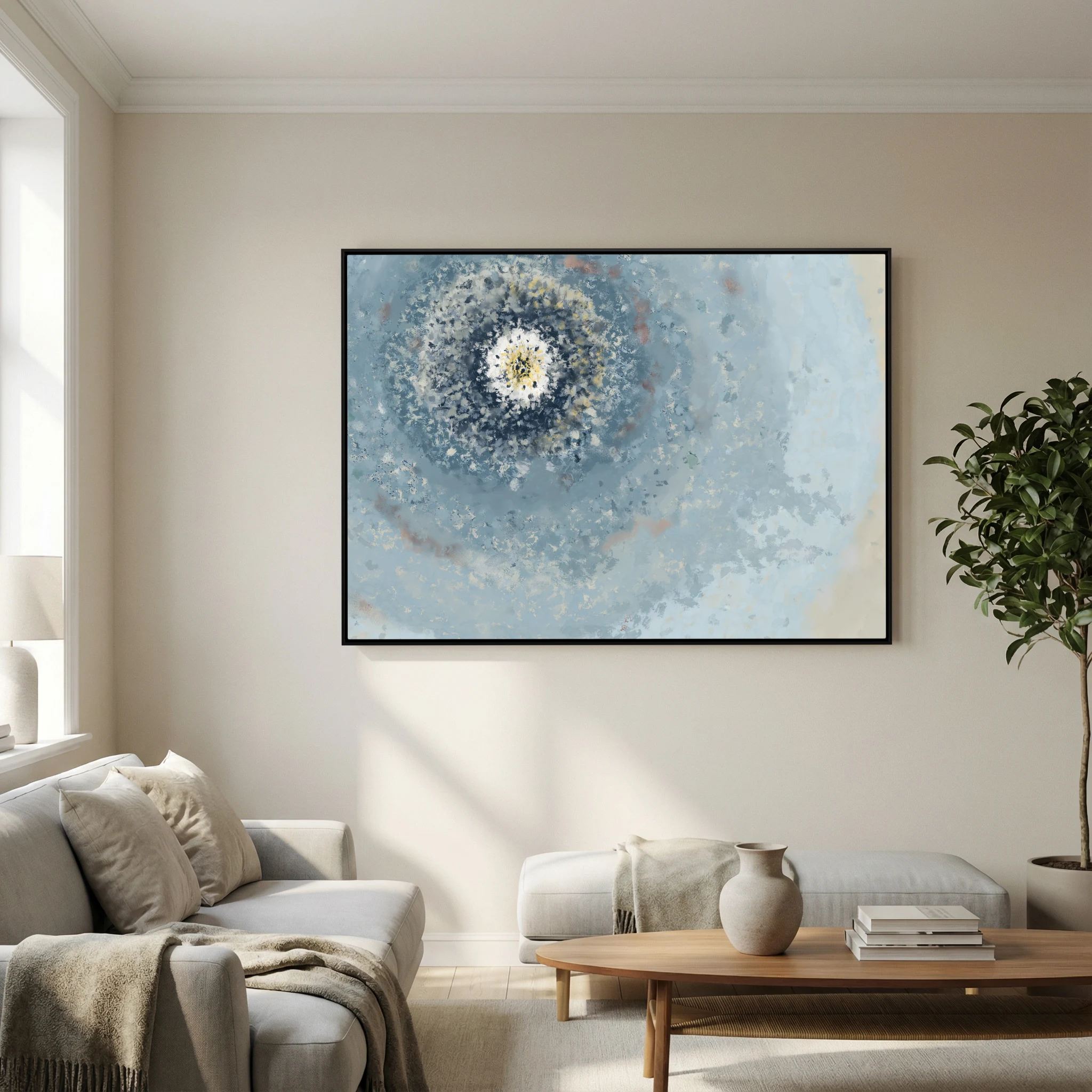 Resonant Emergence | Framed Canvas Print | Abstract Blue Wall Art