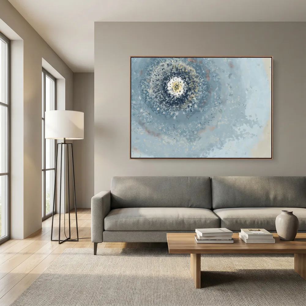 Resonant Emergence | Framed Canvas Print | Abstract Blue Wall Art