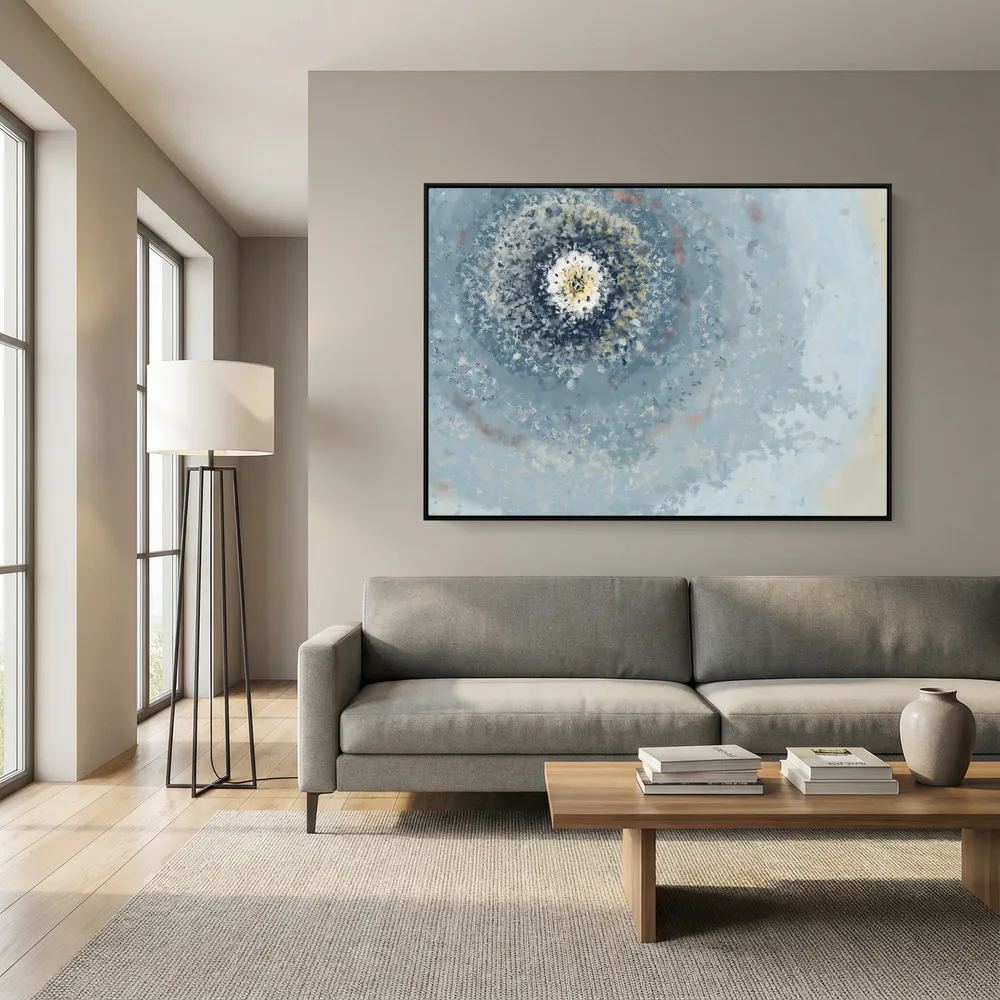 Resonant Emergence | Framed Canvas Print | Abstract Blue Wall Art