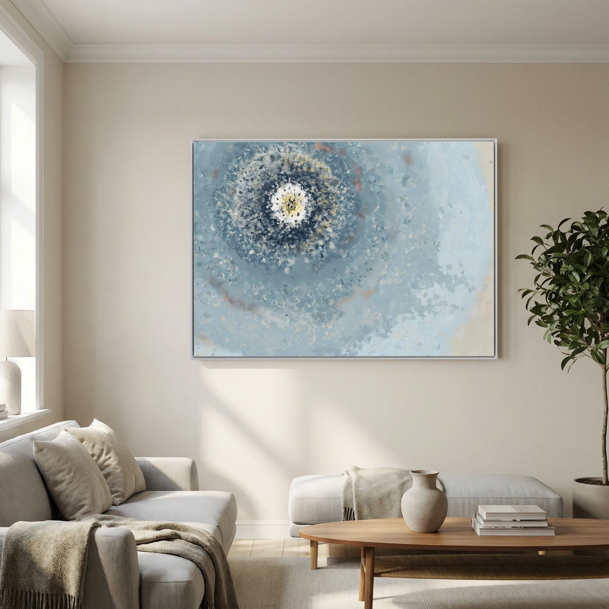 Resonant Emergence | Framed Canvas Print | Abstract Blue Wall Art