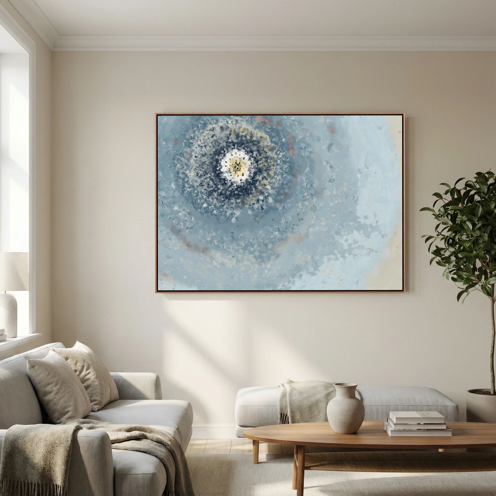 Resonant Emergence | Framed Canvas Print | Abstract Blue Wall Art