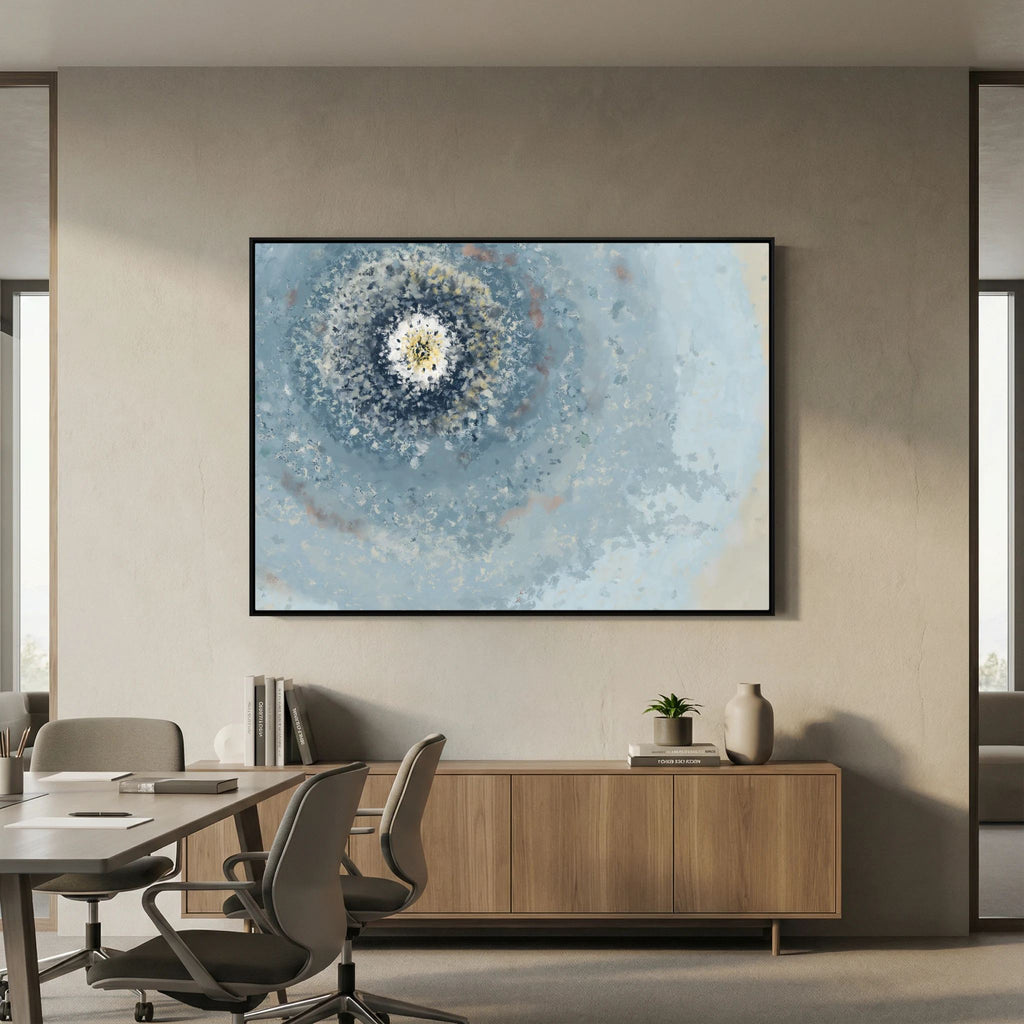 Resonant Emergence | Framed Canvas Print | Abstract Blue Wall Art