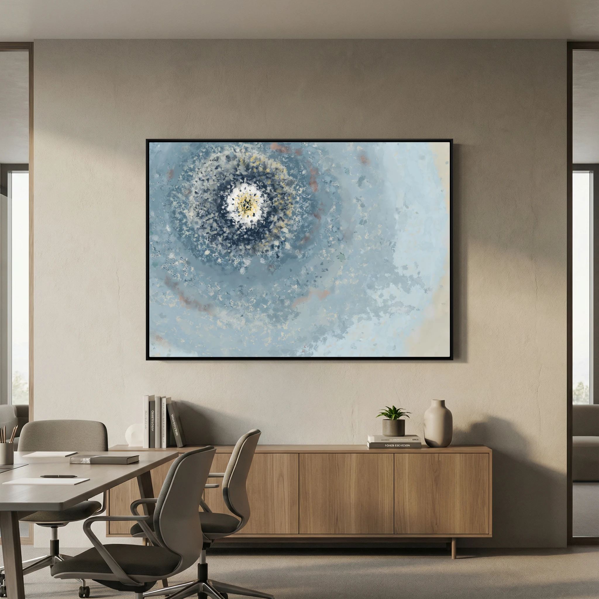 Resonant Emergence | Framed Canvas Print | Abstract Blue Wall Art