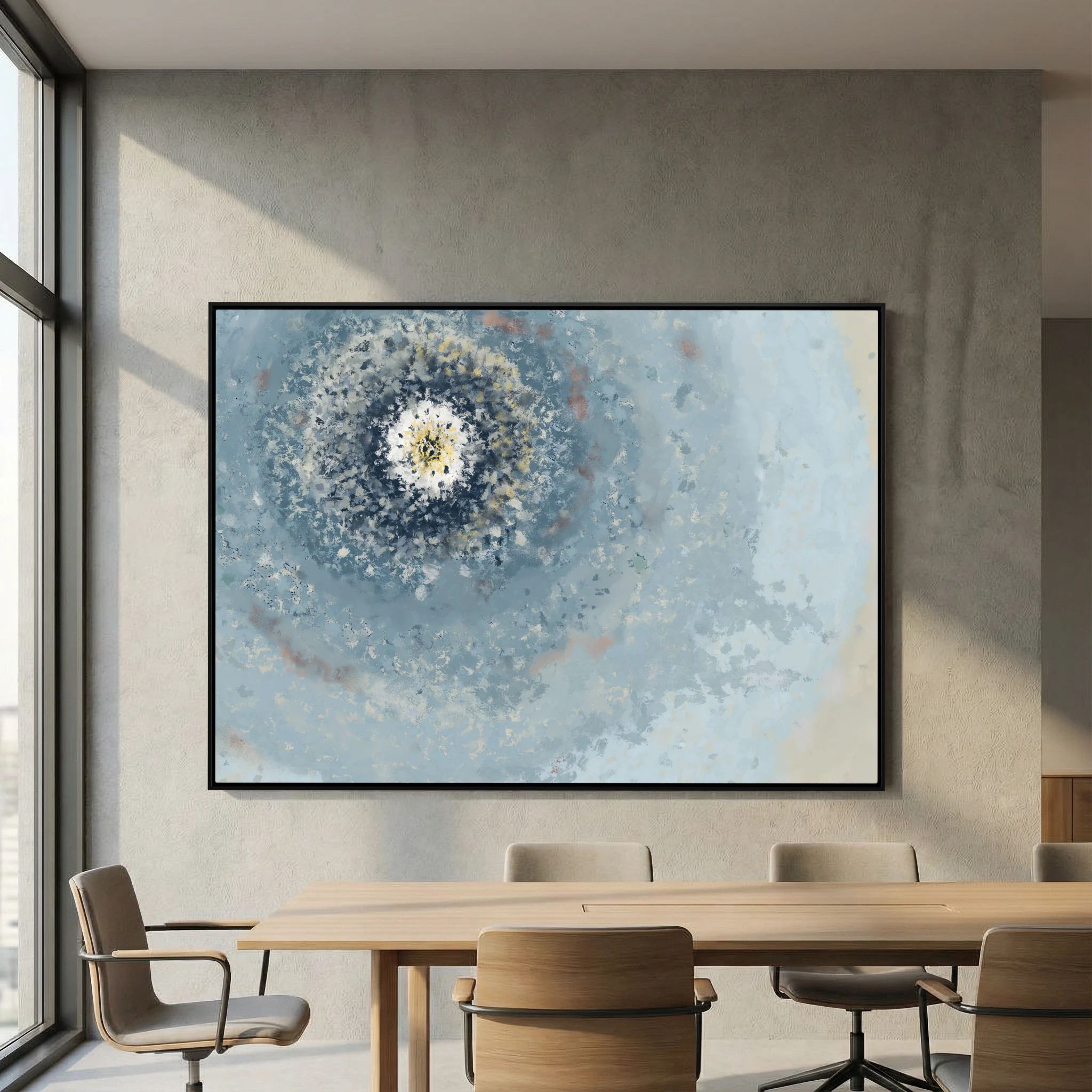 Resonant Emergence | Framed Canvas Print | Abstract Blue Wall Art
