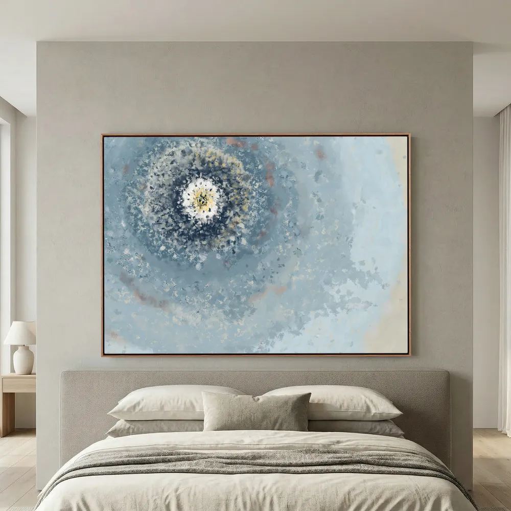 Resonant Emergence | Framed Canvas Print | Abstract Blue Wall Art