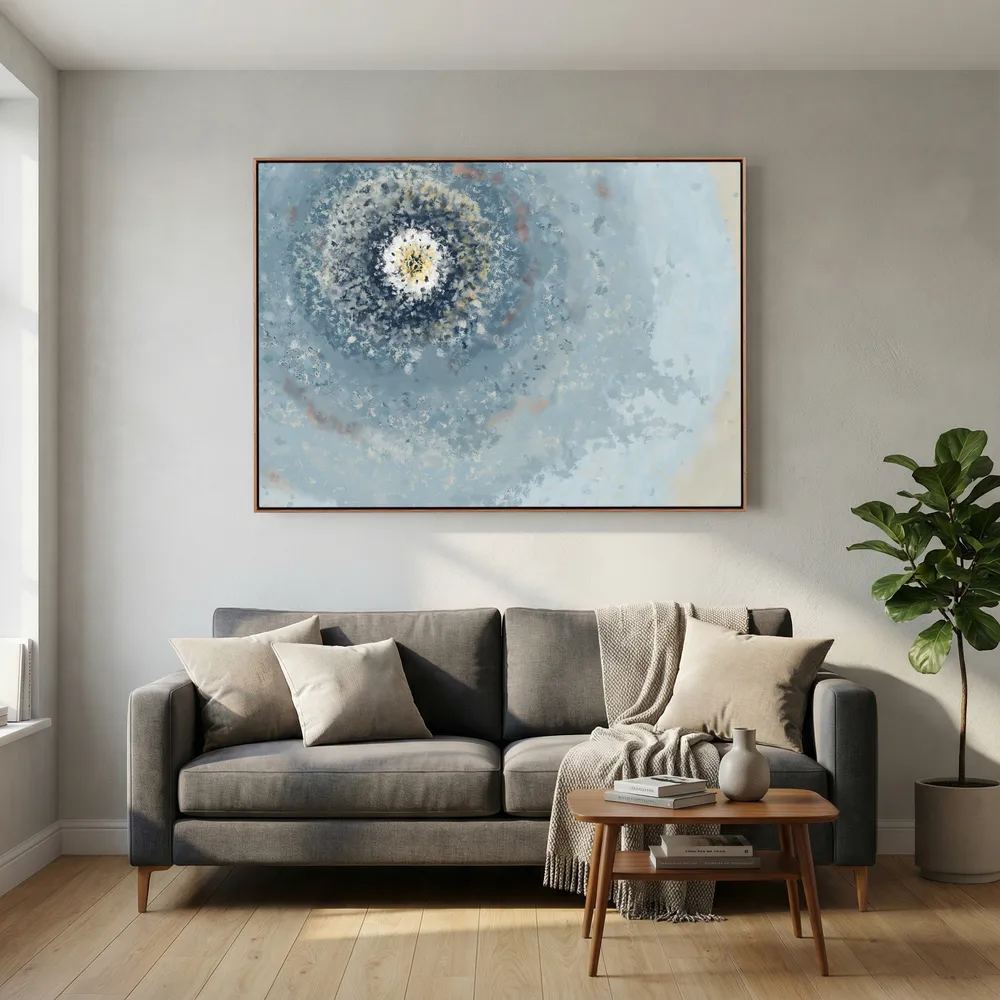 Resonant Emergence | Framed Canvas Print | Abstract Blue Wall Art