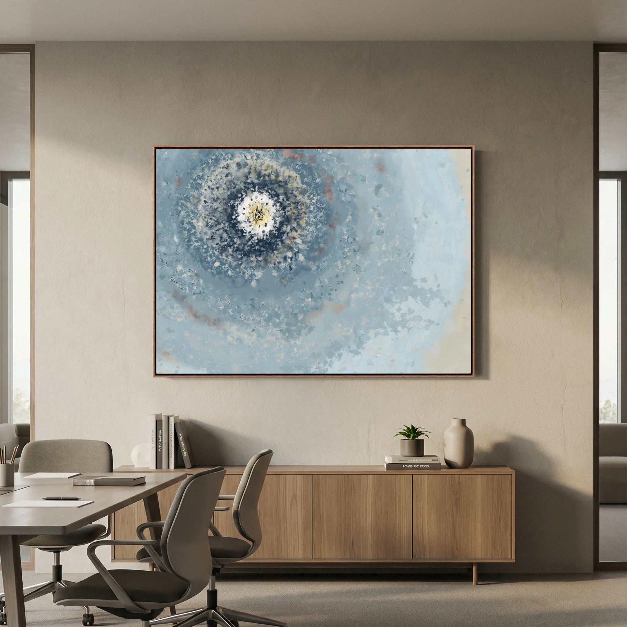 Resonant Emergence | Framed Canvas Print | Abstract Blue Wall Art